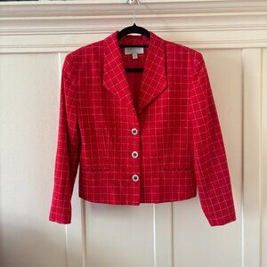 90s Vintage Red Cropped Blazer Petite Sophisticates MEDIUM
